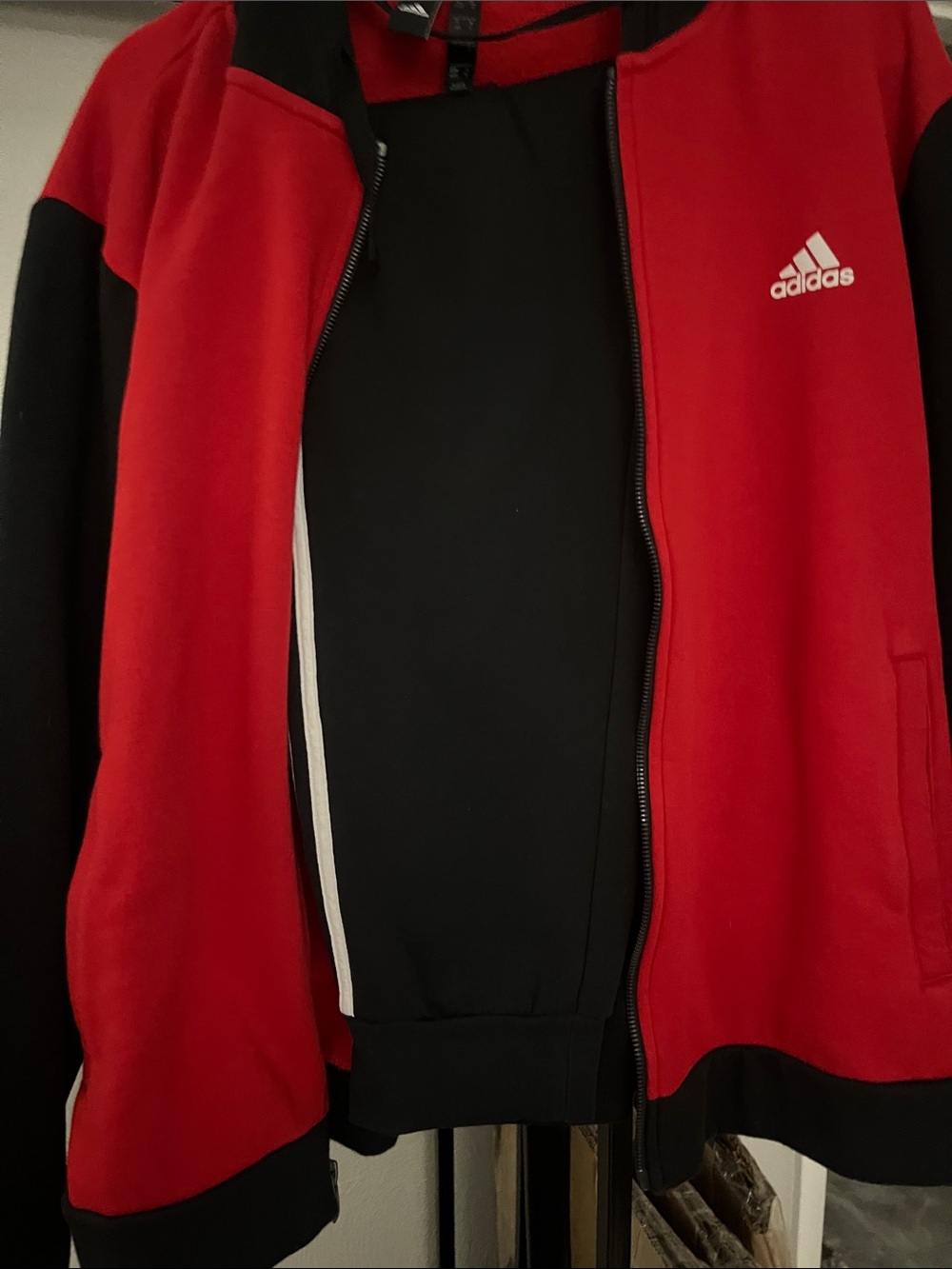 adidas Red and Black Performance Zip Jacket